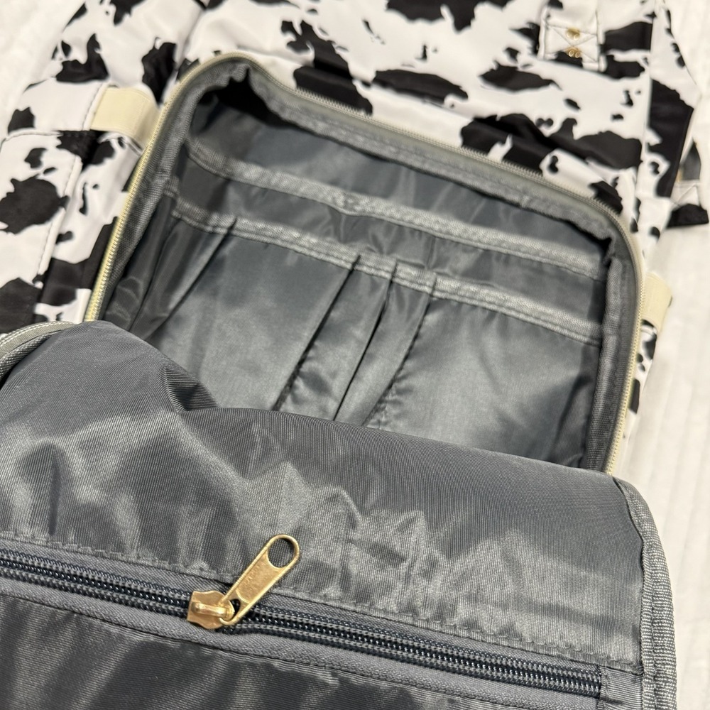 Cow Print Diaper Bag Backpack Black White Baby Bag Travel Backpack Multi Pocket - Picture 6 of 13